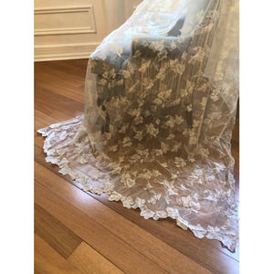 Vintage Lace Window Curtain with Valance 56”wide  c 78” long